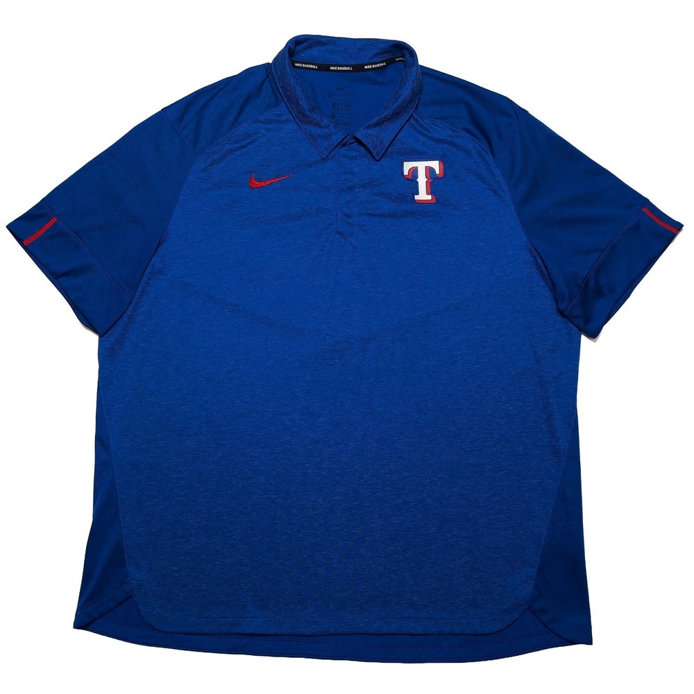 NIKE Texas Rangers MLB Short Sleeve Polo Shirt Blue XXL‎ 2XL